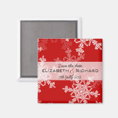 赤い雪の結晶のクリスマスマグネット マグネット (正面/裏面)