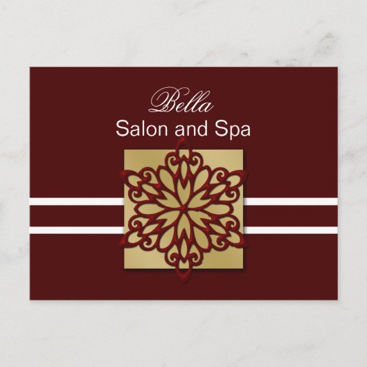 赤い雪の結晶のビジネス感謝カード ポストカード (正面)