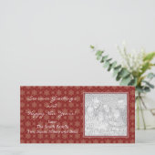 赤い雪の結晶のホリデー フォト カード (スタンド正面)