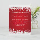 赤い雪の結晶の冬の結婚式招待状 招待状 (スタンド正面)