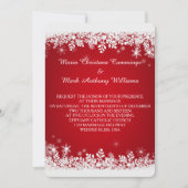 赤い雪の結晶の冬の結婚式招待状 招待状 (正面)