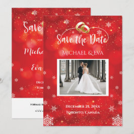 赤い雪の結晶の冬の結婚式 Save The Date 招待状