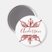 赤い雪の結晶の名前入り マグネット (正面/裏面)