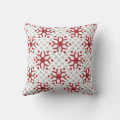 赤い雪の結晶パターン灰色の冬 クッション (裏面)