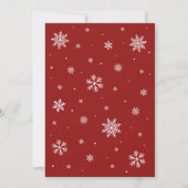 赤い雪の結晶ベビーベビーシャワー外は寒い 招待状 (裏面)