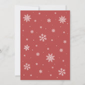 赤い雪の結晶ベビーベビーシャワー外は寒い 招待状 (裏面)