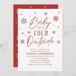 赤い雪の結晶ベビーベビーシャワー外は寒い 招待状