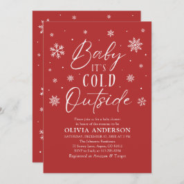 赤い雪の結晶ベビーベビーシャワー外は寒い 招待状