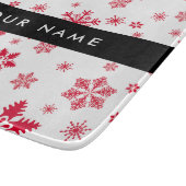 赤い雪の結晶、お名前、パーソナライズ カッティングボード (角)