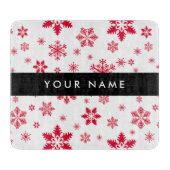 赤い雪の結晶、お名前、パーソナライズ カッティングボード (正面)