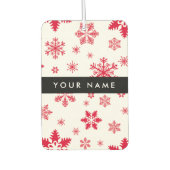 赤い雪の結晶、お名前、パーソナライズ カーエアーフレッシュナー (正面)