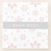 赤い雪の結晶、お名前、パーソナライズ ガラスコースター (裏面)