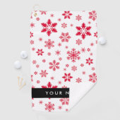 赤い雪の結晶、お名前、パーソナライズ ゴルフタオル (インサイチュ)