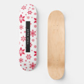 赤い雪の結晶、お名前、パーソナライズ スケートボード (正面)