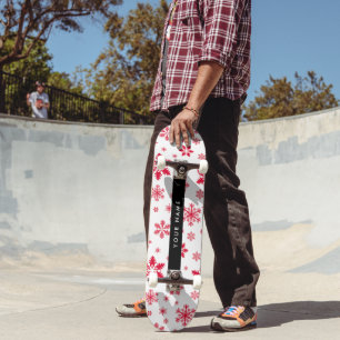 赤い雪の結晶、お名前、パーソナライズ スケートボード