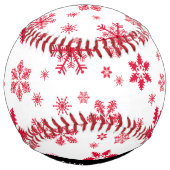 赤い雪の結晶、お名前、パーソナライズ ソフトボール (裏面)
