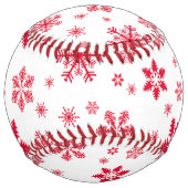 赤い雪の結晶、お名前、パーソナライズ ソフトボール (正面)