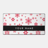 赤い雪の結晶、お名前、パーソナライズ デスクマット (正面)