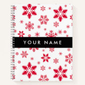 赤い雪の結晶、お名前、パーソナライズ ノートブック (正面)