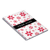 赤い雪の結晶、お名前、パーソナライズ ノートブック (右側)