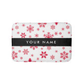 赤い雪の結晶、お名前、パーソナライズ バスマット (正面)