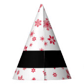 赤い雪の結晶、お名前、パーソナライズ パーティーハット (裏面)