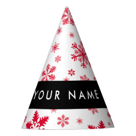 赤い雪の結晶、お名前、パーソナライズ パーティーハット