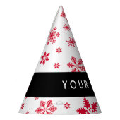 赤い雪の結晶、お名前、パーソナライズ パーティーハット (左)