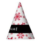 赤い雪の結晶、お名前、パーソナライズ パーティーハット (右)