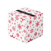 赤い雪の結晶、お名前、パーソナライズ フォトキューブ (裏面アングル)