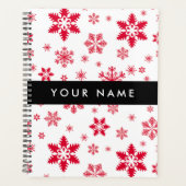 赤い雪の結晶、お名前、パーソナライズ プランナー手帳 (正面)