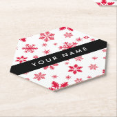 赤い雪の結晶、お名前、パーソナライズ ペーパーコースター (アングル)