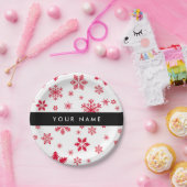 赤い雪の結晶、お名前、パーソナライズ ペーパープレート (パーティー)