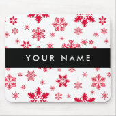 赤い雪の結晶、お名前、パーソナライズ マウスパッド (正面)