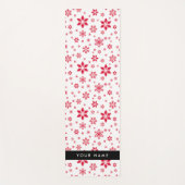 赤い雪の結晶、お名前、パーソナライズ ヨガマット (正面)