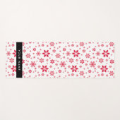 赤い雪の結晶、お名前、パーソナライズ ヨガマット (正面(横))