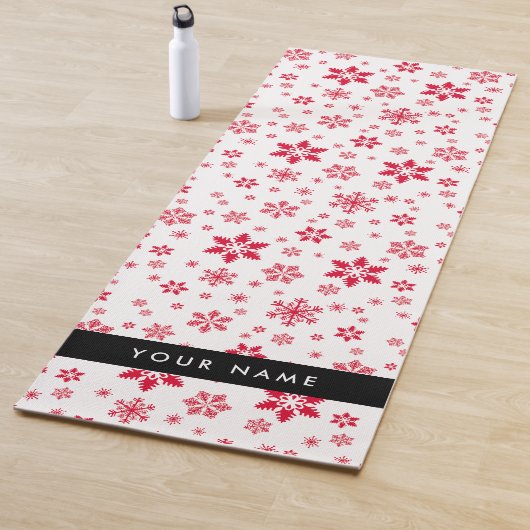 赤い雪の結晶、お名前、パーソナライズ ヨガマット (インサイチュ)
