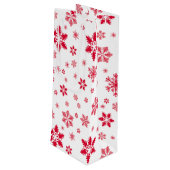 赤い雪の結晶、お名前、パーソナライズ ワインギフトバッグ (裏面アングル)