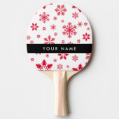 赤い雪の結晶、お名前、パーソナライズ 卓球ラケット (正面)