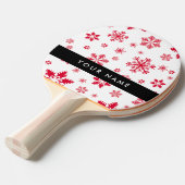 赤い雪の結晶、お名前、パーソナライズ 卓球ラケット (正面アングル)