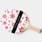 赤い雪の結晶、お名前、パーソナライズ 卓球ラケット (横)