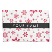 赤い雪の結晶、お名前、パーソナライズ 枕カバー (正面)