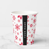 赤い雪の結晶、お名前、パーソナライズ 紙コップ (正面)