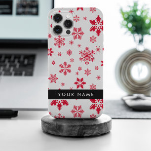 赤い雪の結晶、お名前、パーソナライズ iPhone 15 PRO MAXケース