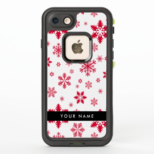 赤い雪の結晶、お名前、パーソナライズ LifeProof iPhoneケース (裏面)