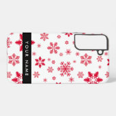 赤い雪の結晶、お名前、パーソナライズ SAMSUNG GALAXYケース (裏面横)