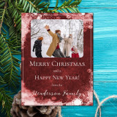 赤い雪の結晶　ホリデー　フォトカード シーズンカード