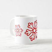 赤い雪の結晶(白) コーヒーマグカップ (正面左)