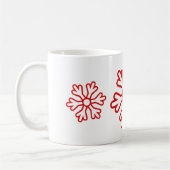赤い雪の結晶(白) コーヒーマグカップ (左)