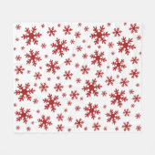 赤い雪の雪の冬のクリスマスホリデー フリースブランケット (正面(横))